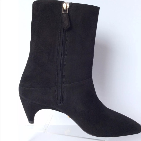 New Prada Mid Black Suede Comma Boots - Picture 4 of 7
